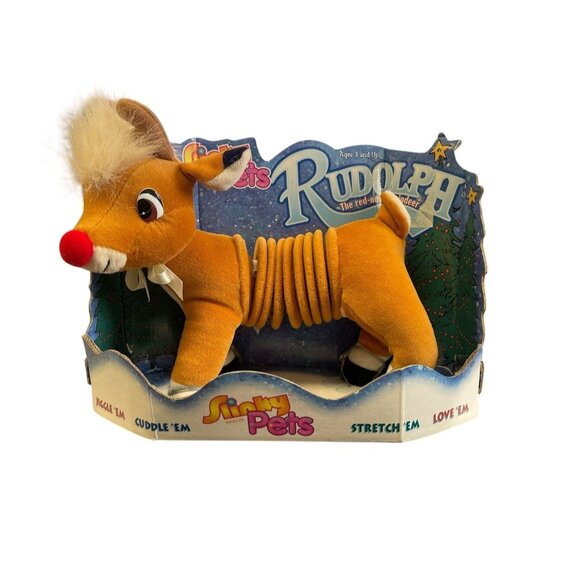 Slinky Pets Rudolph The Red-Nosed Reindeer Plush Stretch Toy - 1999 - Picture 1 of 2